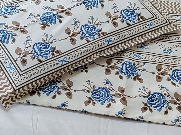 Jaipuri Printed King Size Bedsheet with 2 Zipped Pillow Cover - Image 7