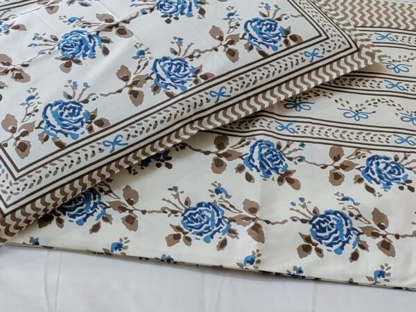 Jaipuri Printed King Size Bedsheet with 2 Zipped Pillow Cover - Image 17