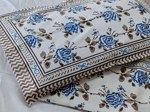 Jaipuri Printed King Size Bedsheet with 2 Zipped Pillow Cover - Image 25