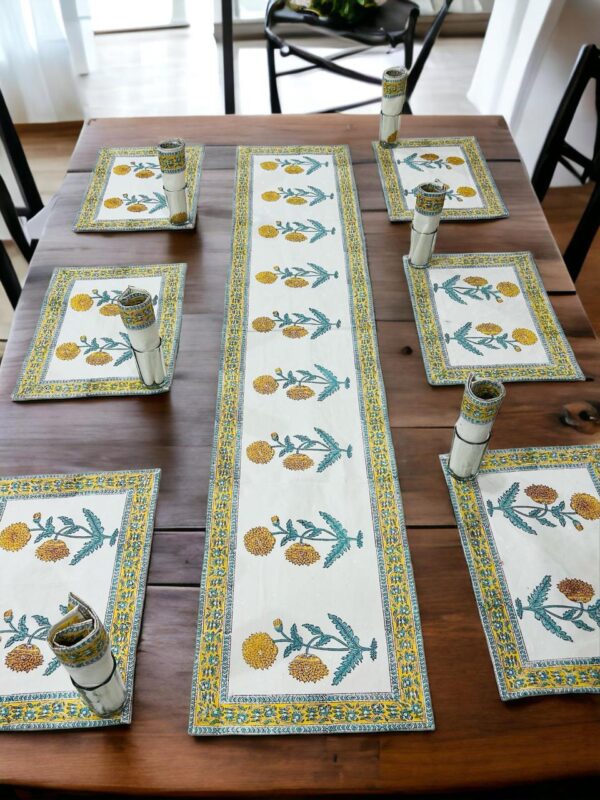Hand Block Print Runner Mat Set - Image 11