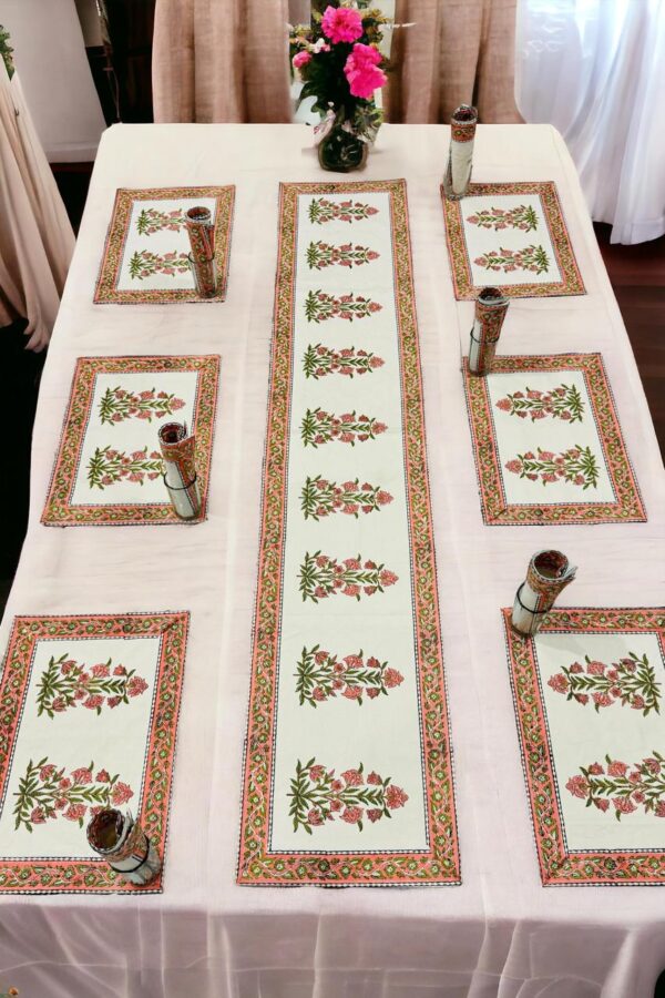 Hand Block Print Runner Mat Set - Image 2