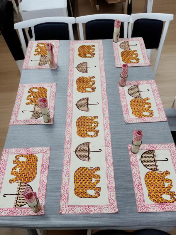 Hand Block Print Runner Mat Set - Image 3