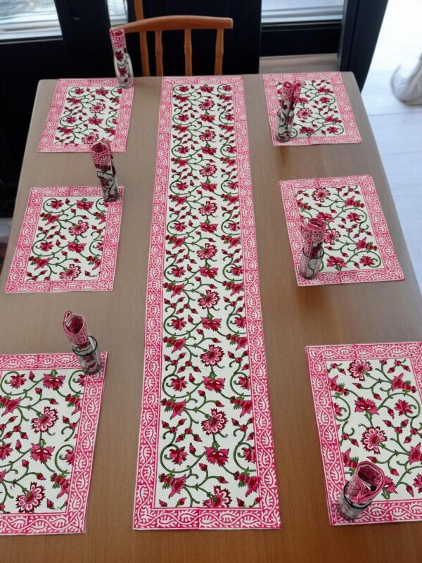 Hand Block Print Runner Mat Set - Image 4