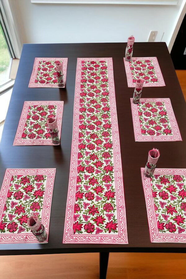 Hand Block Print Runner Mat Set - Image 7