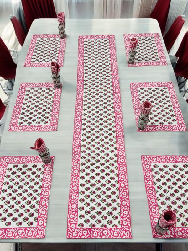 Hand Block Print Runner Mat Set - Image 5