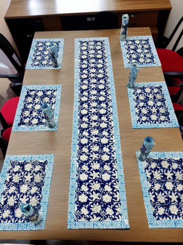 Hand Block Print Runner Mat Set - Image 6