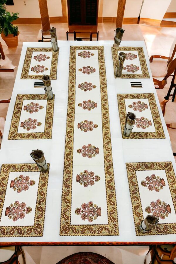Hand Block Print Runner Mat Set - Image 17