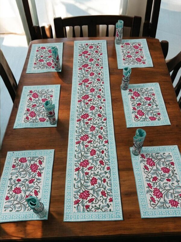 Hand Block Print Runner Mat Set