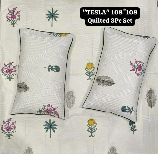 TESLA 108X108 SUPER SIZE BEDSHEET WITH 2 QUILTED PILLOW COVER - Image 7