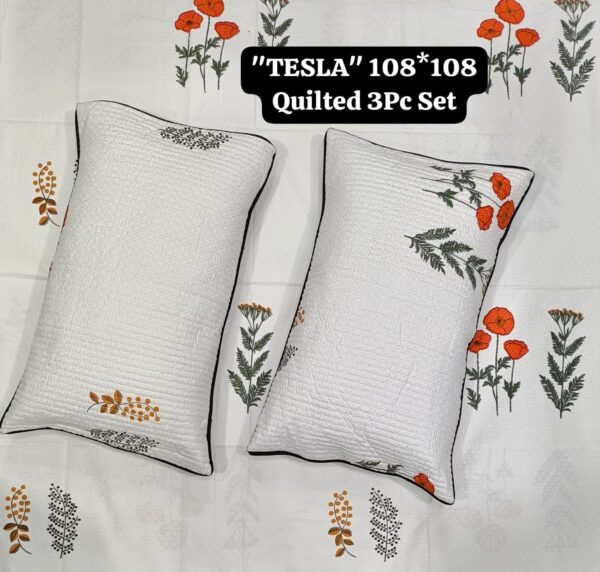 TESLA 108X108 SUPER SIZE BEDSHEET WITH 2 QUILTED PILLOW COVER - Image 4