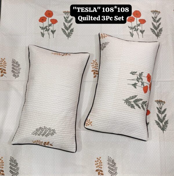 TESLA 108X108 SUPER SIZE BEDSHEET WITH 2 QUILTED PILLOW COVER - Image 3