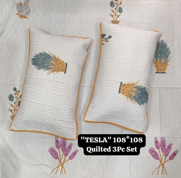 TESLA 108X108 SUPER SIZE BEDSHEET WITH 2 QUILTED PILLOW COVER - Image 2