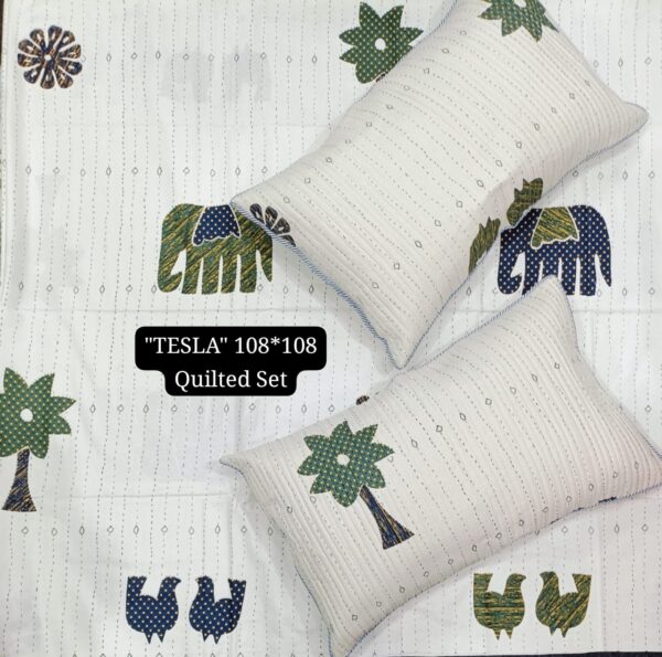 TESLA 108X108 SUPER SIZE BEDSHEET WITH 2 QUILTED PILLOW COVER - Image 6