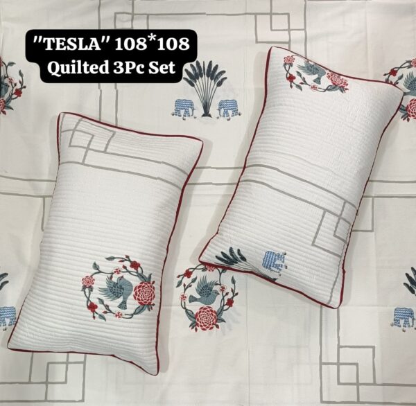 TESLA 108X108 SUPER SIZE BEDSHEET WITH 2 QUILTED PILLOW COVER - Image 9