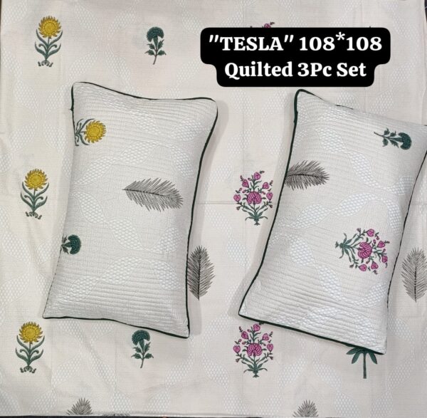 TESLA 108X108 SUPER SIZE BEDSHEET WITH 2 QUILTED PILLOW COVER - Image 10