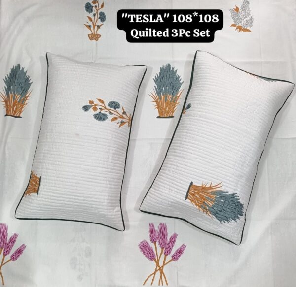 TESLA 108X108 SUPER SIZE BEDSHEET WITH 2 QUILTED PILLOW COVER - Image 12