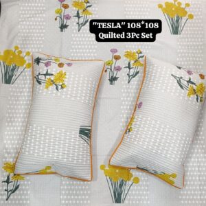 TESLA 108X108 SUPER SIZE BEDSHEET WITH 2 QUILTED PILLOW COVER